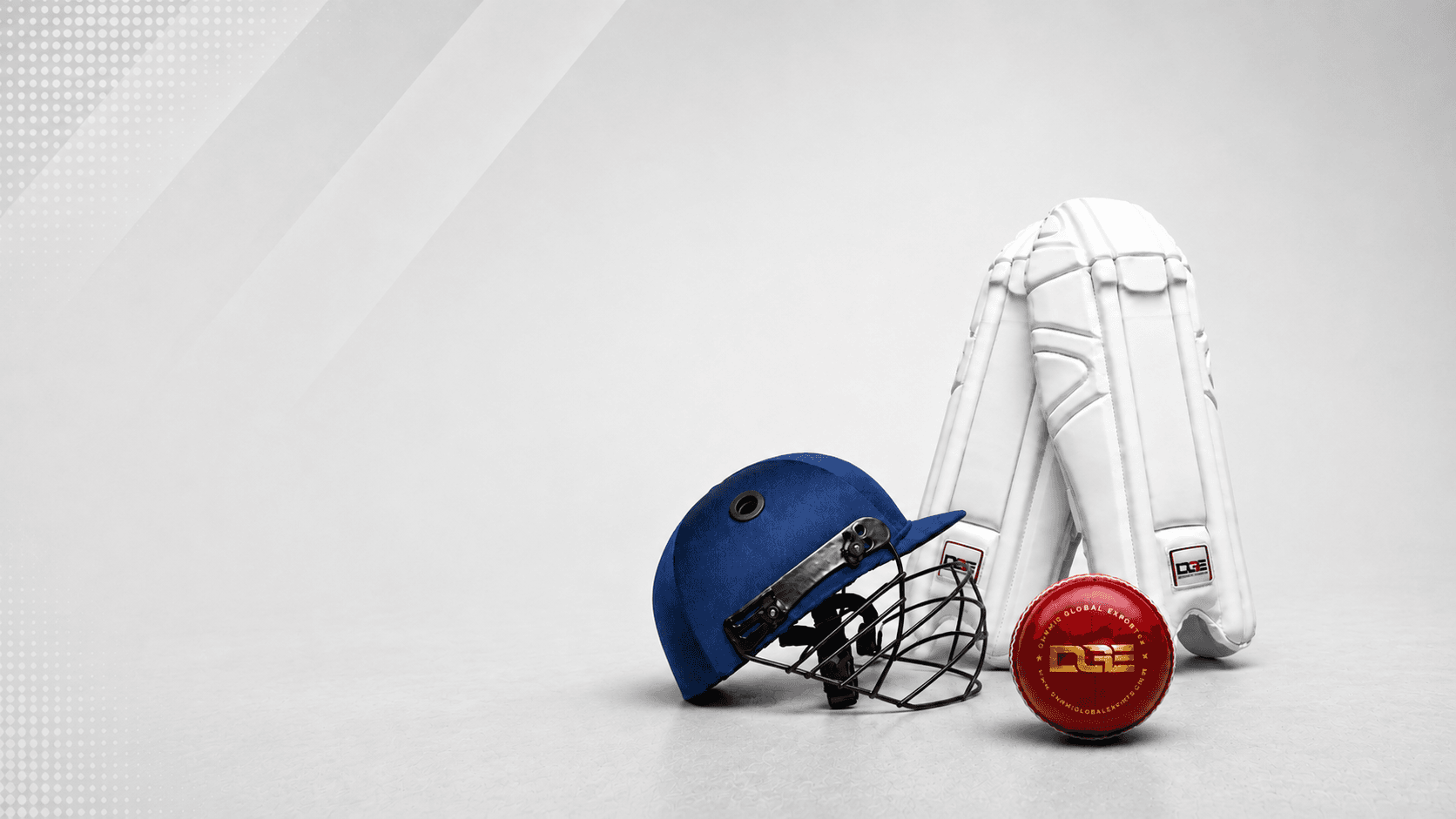 Daksh Global Exports helmet, batting pads, and cricket ball